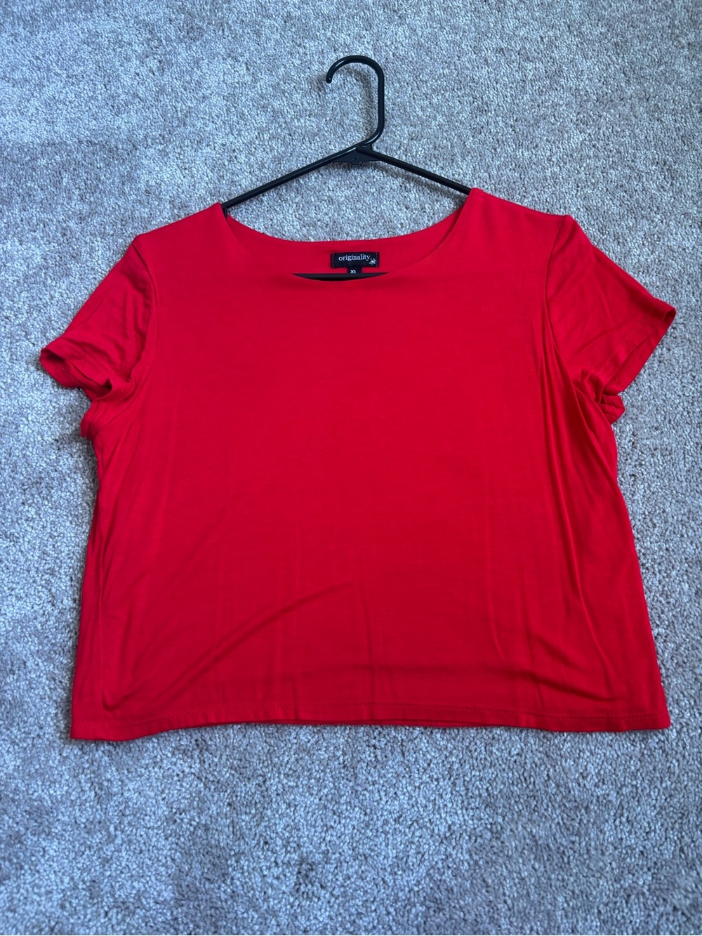 Originality Red Double Lined Stretch Scoop Crop Top